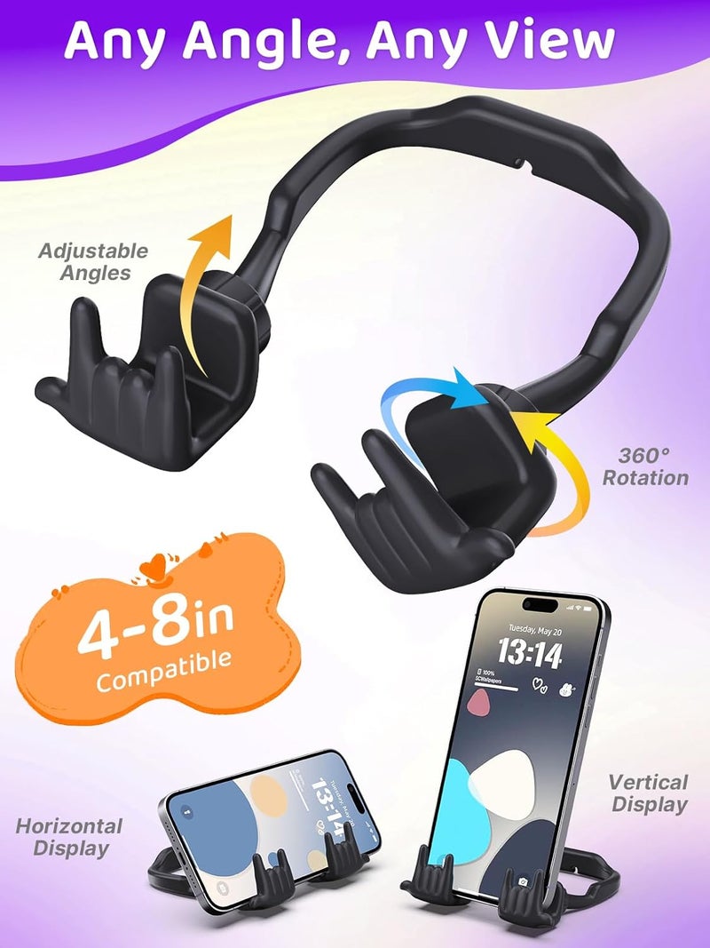 CALDEVER Stocking Stuffers for Teen Boys Girls Gifts Cell Phone Stand Upgrade Adjustable Rock on Lazy Phone Stand for Desk Cool Funny Gadget Gifts for Christmas Adult Men Women Wife 1Pack Black - Image 2